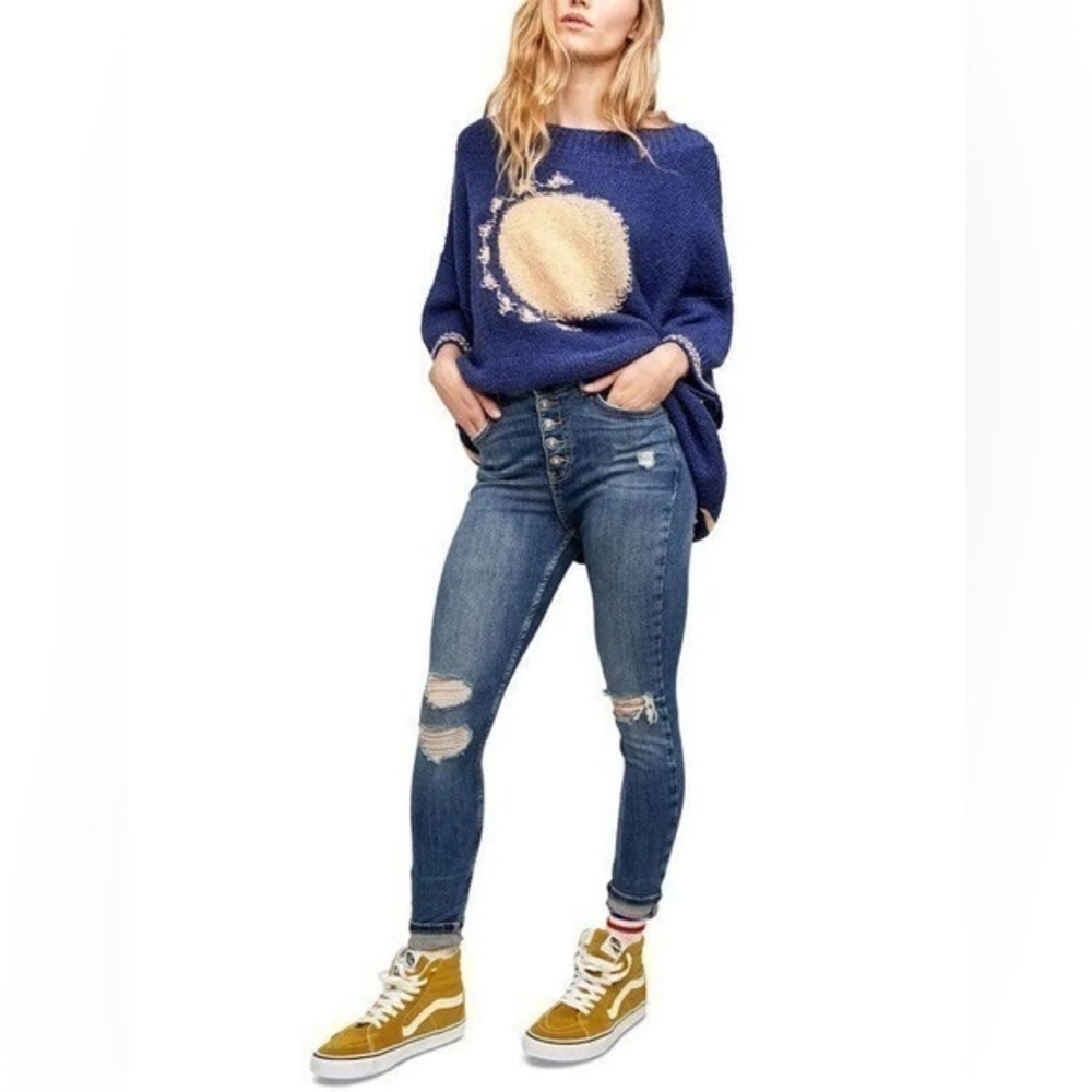 We the Free People Sabrina Super Skinny Distressed Buttonfly Denim Jeans